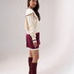 Caitlyn Piped Knit Two Piece In Burgundy