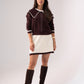Caitlyn Piped Knit Two Piece In Chocolate