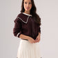 Caitlyn Piped Knit Two Piece In Chocolate
