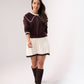 Caitlyn Piped Knit Two Piece In Chocolate