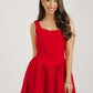 Caitlyn Pleated Skirt Dress In Red