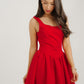 Caitlyn Pleated Skirt Dress In Red