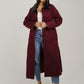 Caitlyn Longline Contrast Trench Coat In Wine