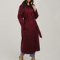 Caitlyn Longline Contrast Trench Coat In Wine
