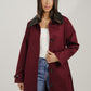Caitlyn Longline Contrast Trench Coat In Wine