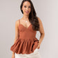 Caitlyn Peplum Cami In Chocolate