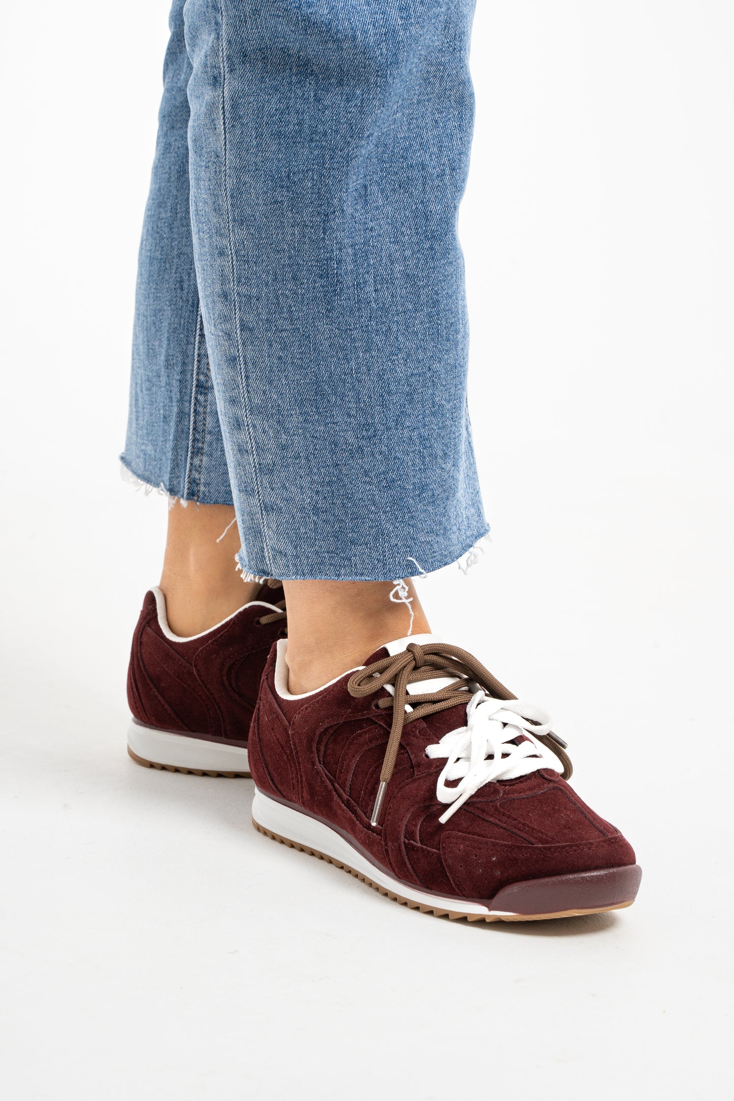 Cathy Double Laced Trainers In Wine