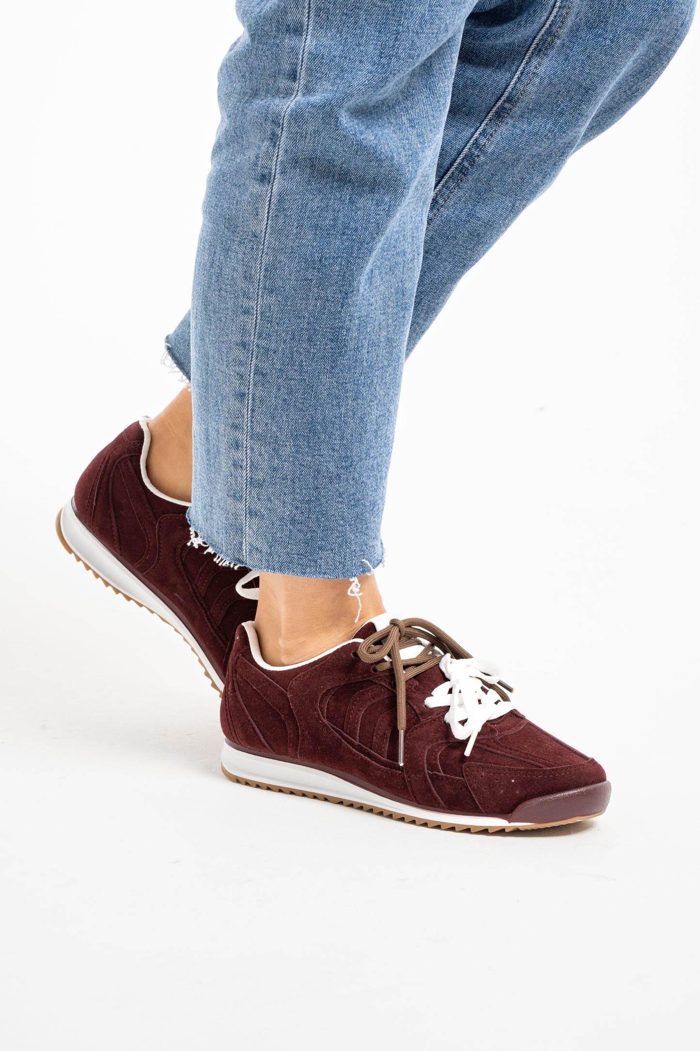Cathy Double Laced Trainers In Wine