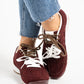 Cathy Double Laced Trainers In Wine