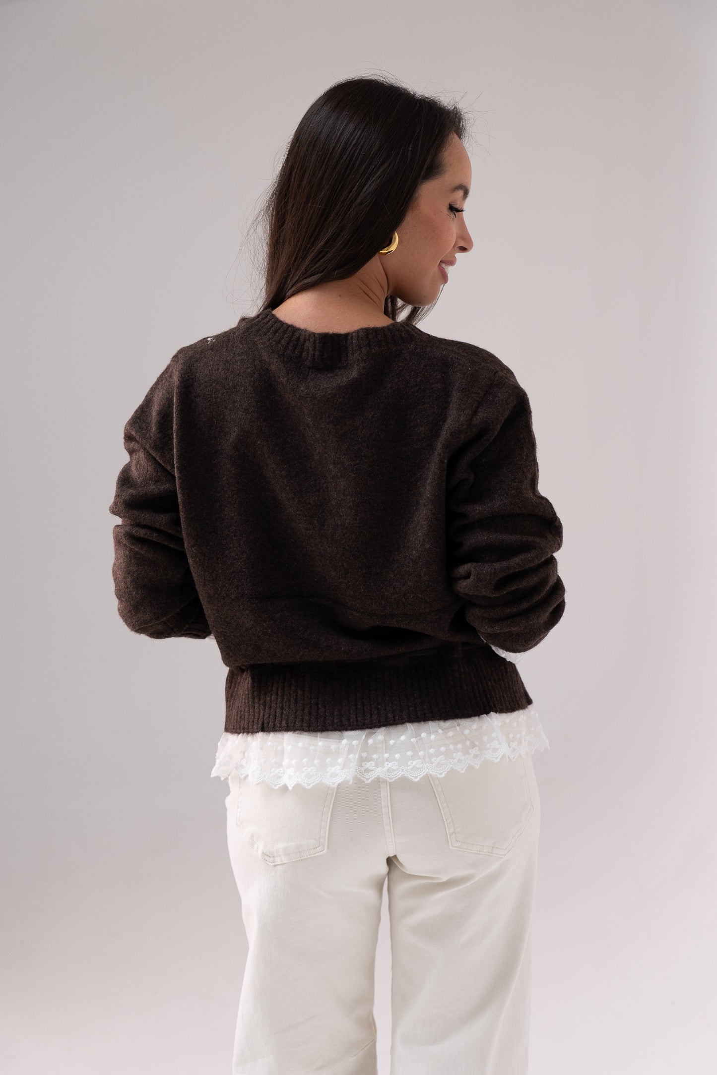 Cathy Drawstring Cardigan In Coffee