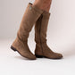 Cathy Faux Suede Flat Boot In Taupe