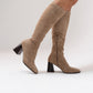 Cathy Faux Suede Knee Boot In Neutral