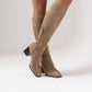 Cathy Faux Suede Knee Boot In Neutral