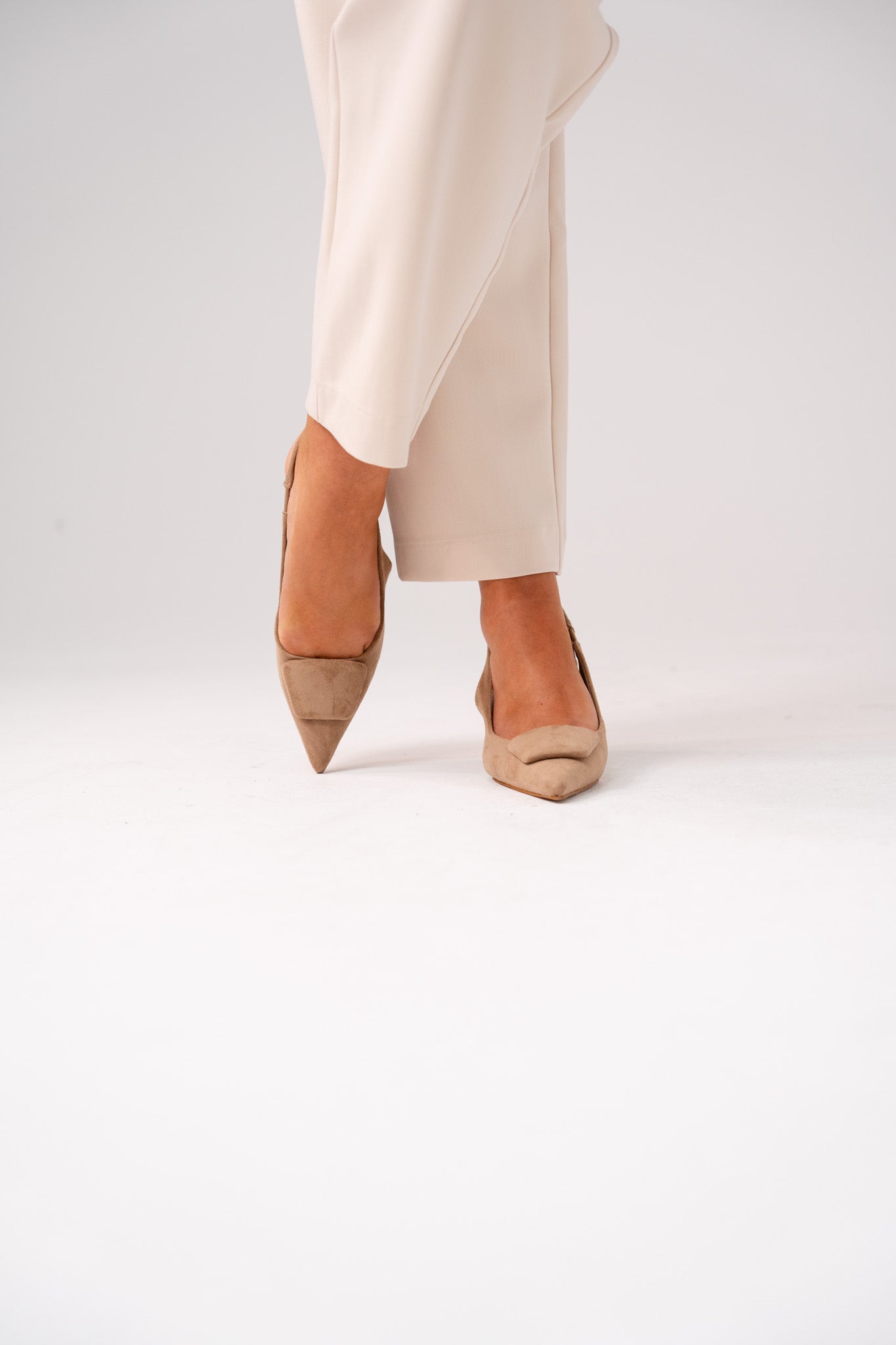 Cathy Faux Suede Slingback In Beige