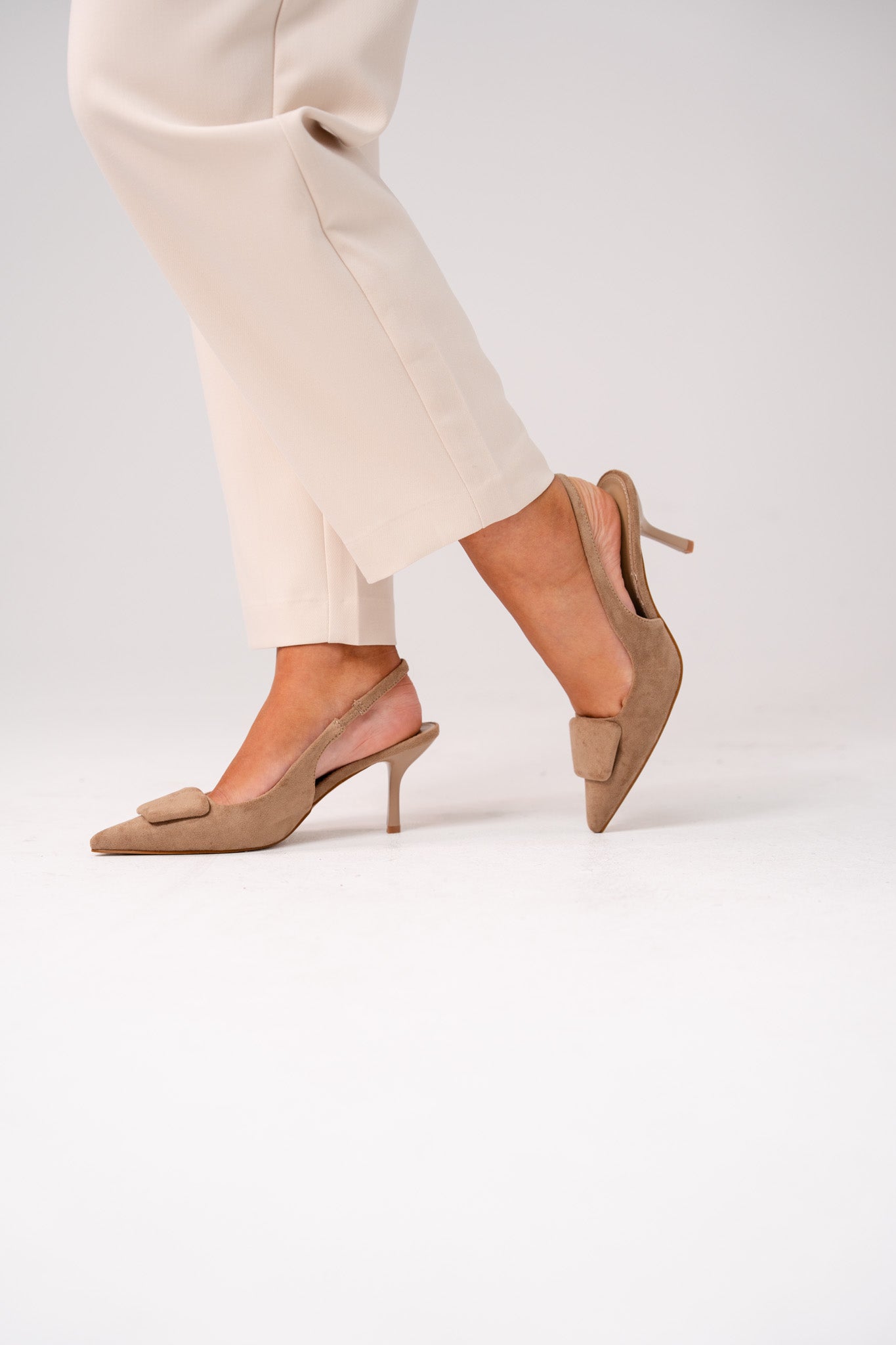 Cathy Faux Suede Slingback In Beige