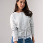 Cathy Drawstring Cardigan In Grey