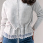 Cathy Drawstring Cardigan In Grey