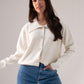 Cathy Studded Collar Cardigan In Cream
