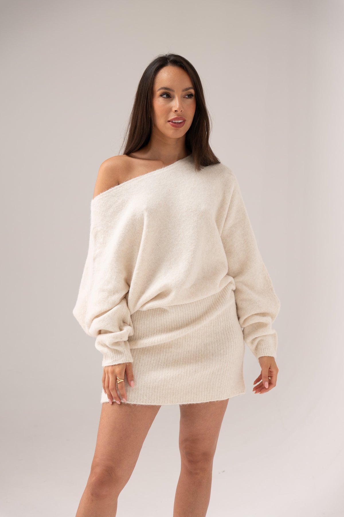 Caitlyn Longline Jumper In Ivory