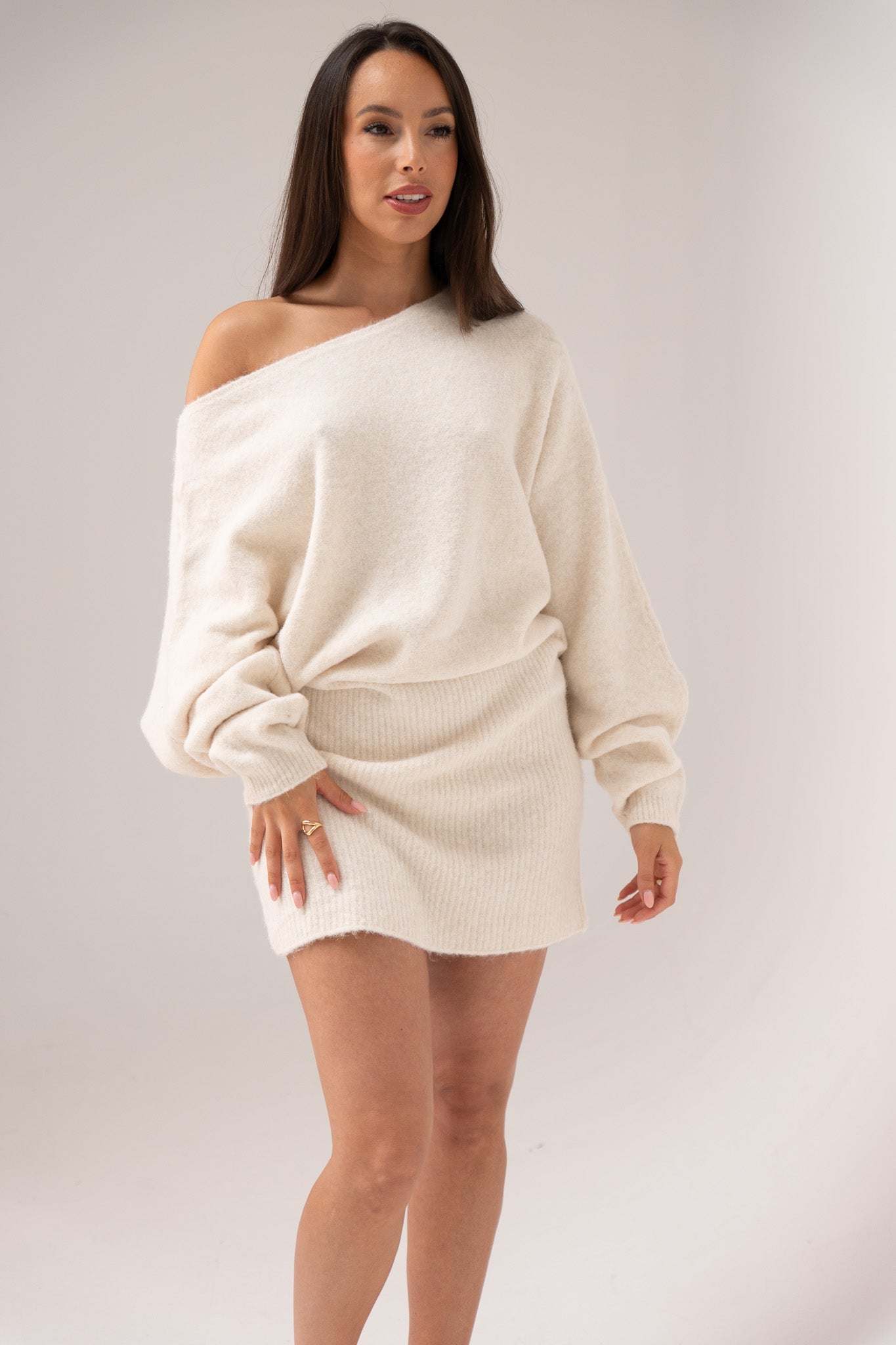 Caitlyn Longline Jumper In Ivory