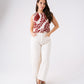 Connie Bordeaux Printed Top In Cream