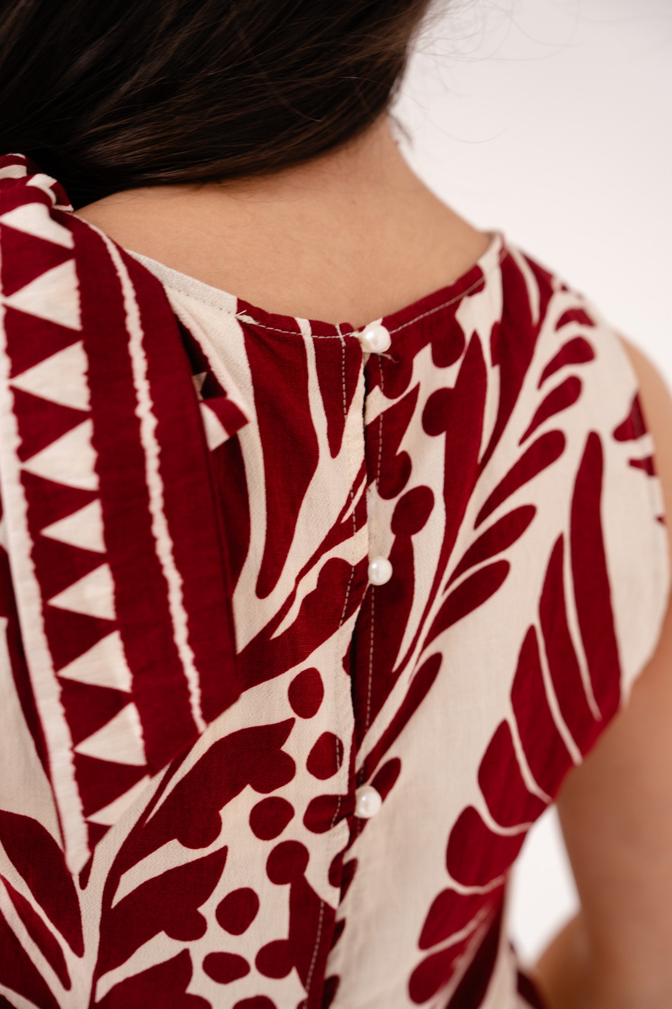Connie Bordeaux Printed Top In Cream