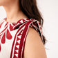 Connie Bordeaux Printed Top In Cream
