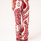 Connie Bordeaux Printed Trousers In Cream