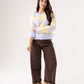 Connie Diamond Knit Jumper In Lilac Mix