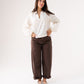 Connie Embroidered Scallop Top In Cream