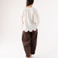 Connie Embroidered Scallop Top In Cream