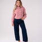 Connie Funnel Neck Stripe Shirt In Red