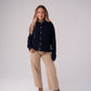 Connie Gingham Collar Cardigan In Navy
