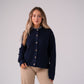 Connie Gingham Collar Cardigan In Navy