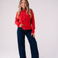 Connie Gingham Collar Cardigan In Red
