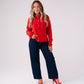 Connie Gingham Collar Cardigan In Red