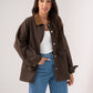 Cora Contrast Collar Shacket In Chocolate