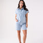 Cora Embroidered Denim Shorts In Light Wash