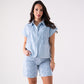 Cora Embroidered Denim Shorts In Light Wash
