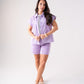 Cora Embroidered Denim Shorts In Lilac