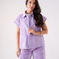 Cora Embroidered Denim Shorts In Lilac