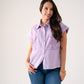 Cora Embroidered Denim Shirt In Lilac
