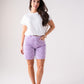 Cora Embroidered Denim Shorts In Lilac