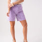Cora Embroidered Denim Shorts In Lilac