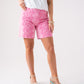 Cora Embroidered Denim Shorts In Pink