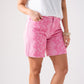 Cora Embroidered Denim Shorts In Pink