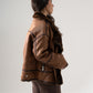 Cora Faux Fur Trim Jacket In Chocolate
