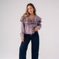 Cora Frill Collar Denim Shirt In Prune