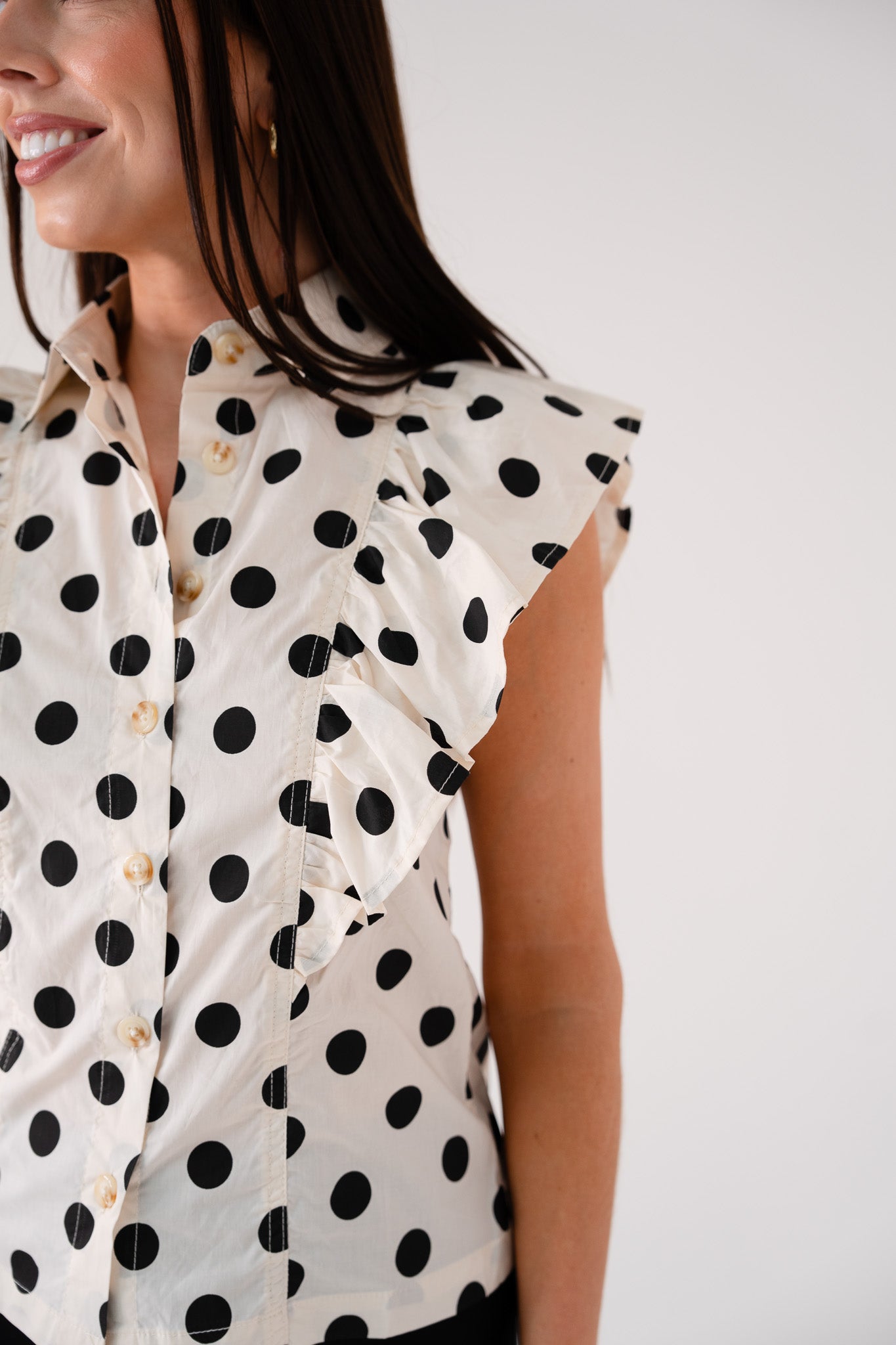 Cora Polka Dot Blouse In Monochrome
