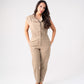 Cora Sleeveless Jumpsuit In Beige